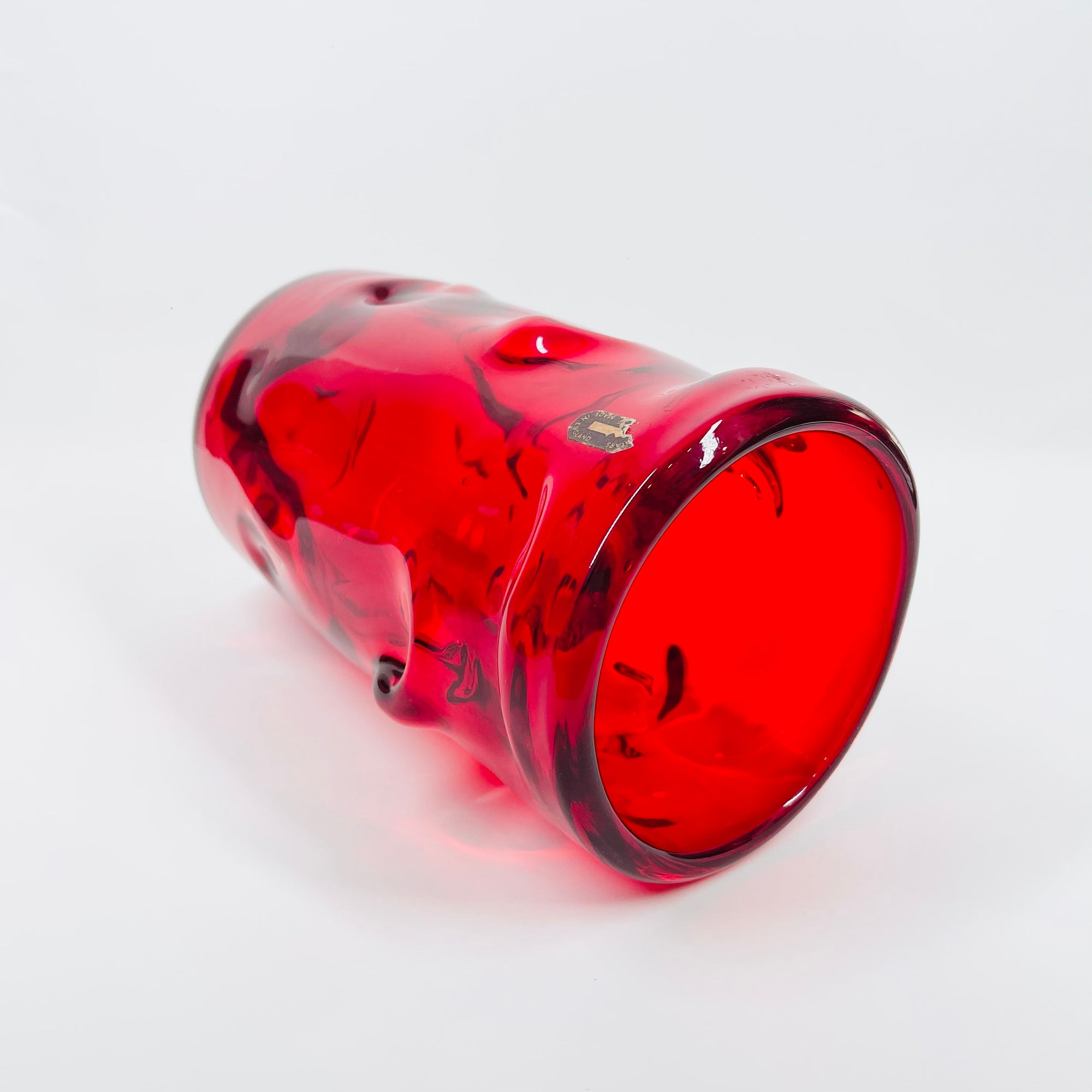 WHITEFRIARS RUBY RED GLASS BULBOUS VASE