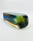 1960s MURANO GREEN QUAD SOMMERSO BLOCK GLASS MANDRUZZATO VASE