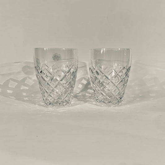 ANTIQUE BOHEMIAN CUT DIAMOND CRYSTAL TUMBLERS