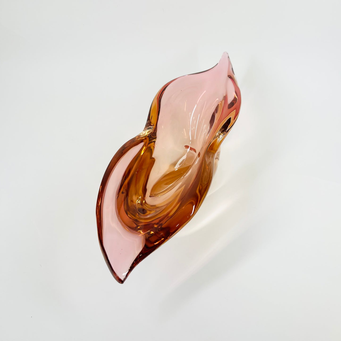 1950s MURANO PINK PEACH OMBRE SOMMERSO GLASS LIPS BOWL