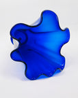 1960s MURANO COBALT BLUE FAZZOLETTO HANDKERCHIEF GLASS VASE