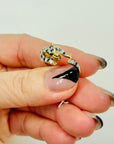 1950s 9 MIXED 14K WHITE YELLOW GOLD DIAMOND SAPPHIRE SNOW LEOPARD RING
