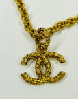 LIMITED EDITION 1980s CHANEL FILIGREE LOGO PENDANT NECKLACE WITH FANCY TEXTURED LINKS