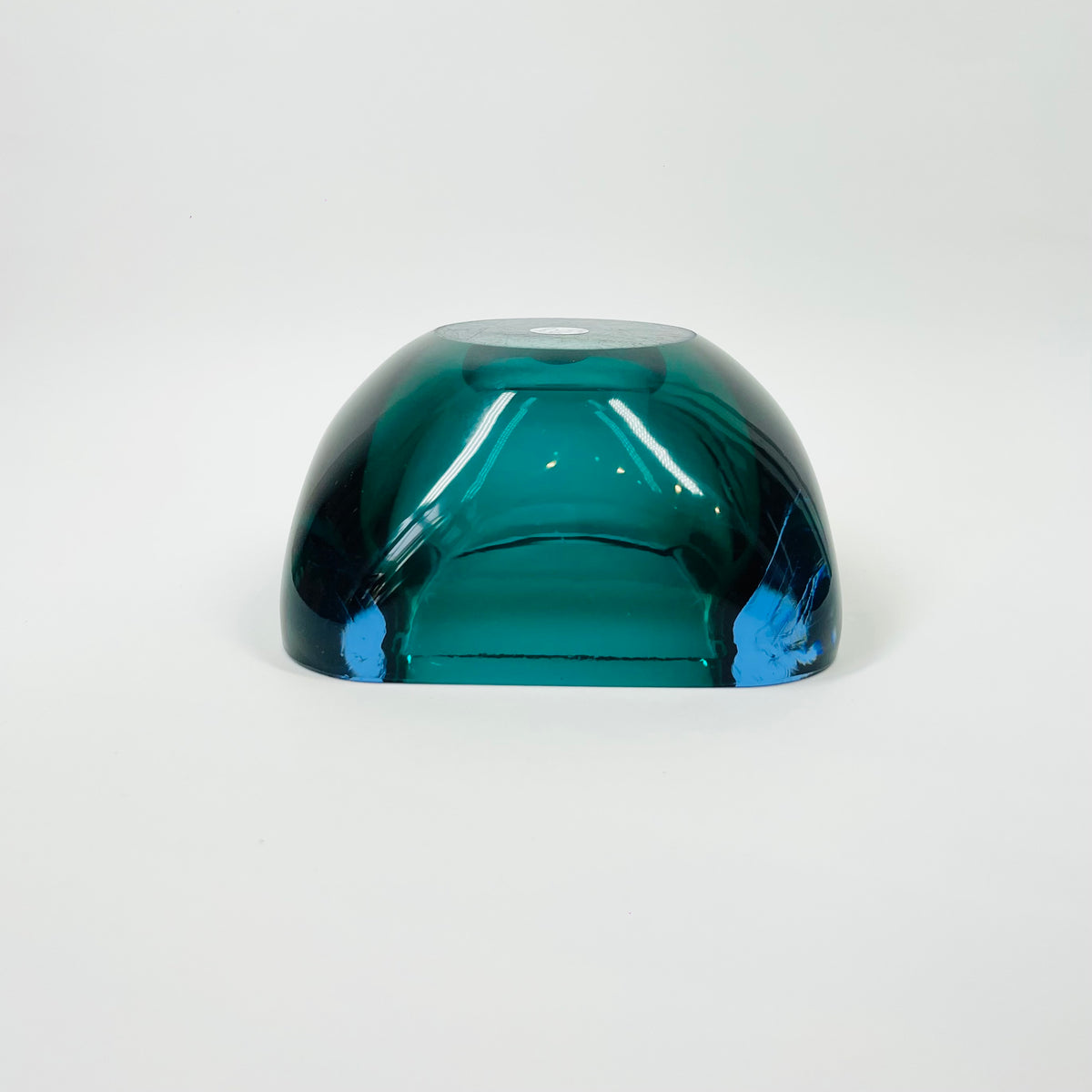 1960s BLUE AQUAMARINE SOMMERSO SQUARE GLASS BOWL/ASHTRAY