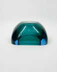 1960s BLUE AQUAMARINE SOMMERSO SQUARE GLASS BOWL/ASHTRAY