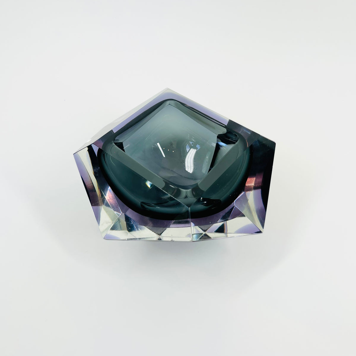 1960s PINK PURPLE GREY SOMMERSO DIAMOND FACETED GLASS BOWL