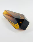 1950s BROWN AMBER MURANO SOMMERSO FACETED GLASS BLOCK VASE