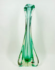 1950s MURANO TURQUOISE BLUE PAPERWEIGHT SWUNG GLASS VASE