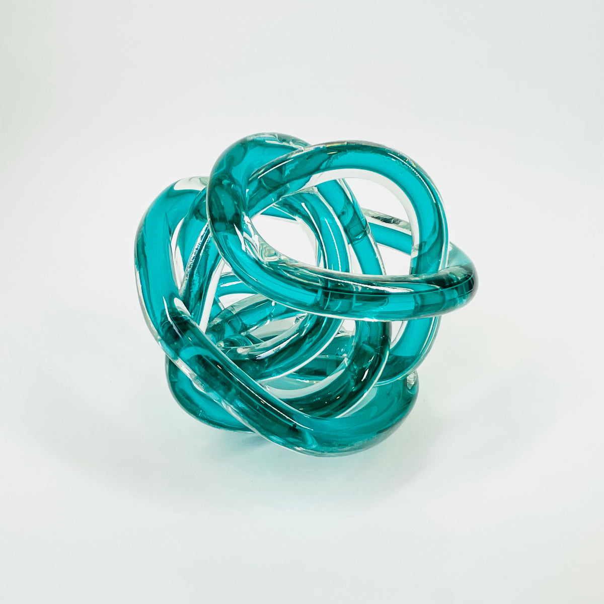 1980s MURANO TEAL BLUE SOMMERSO GLASS BALL