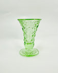 ANTIQUE GREEN PRESSED DEPRESSION GLASS VASE