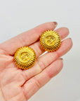 1980s CHANEL CC LOGO TEXTURED BUTTON CLIP ON EARRINGS