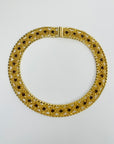 1950s CORO MESH AMBER COGNAC CRYSTALS COLLAR NECKLACE