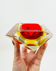 1950s FACETED MURANO RED YELLOW GEODE BOWL