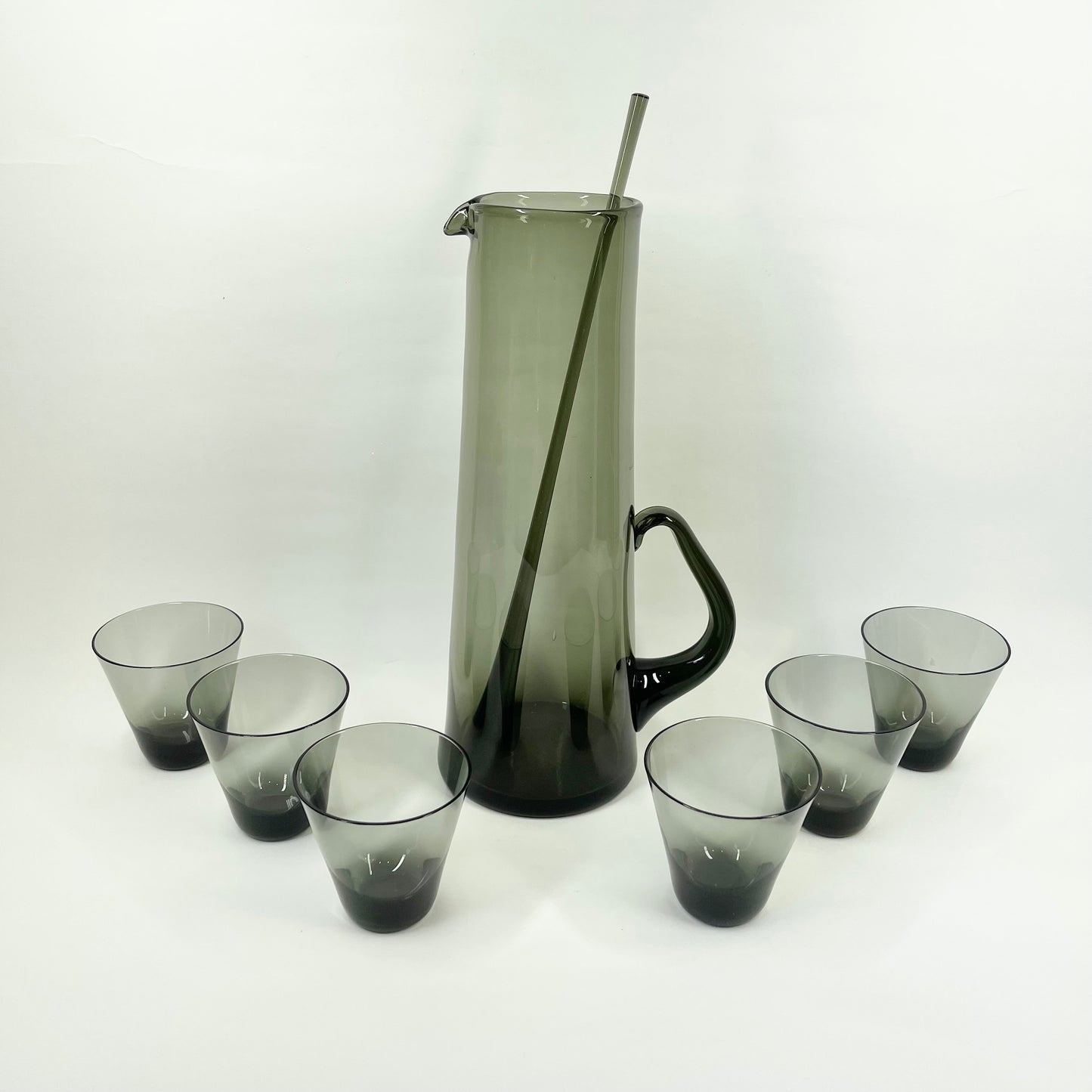 1950s POLISH GREY GLASS JUG SET