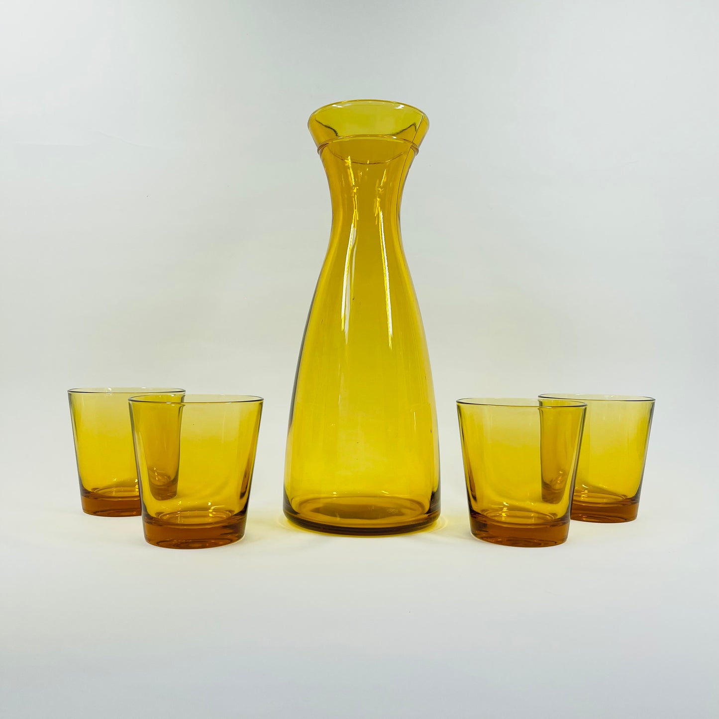 1970s ITALIAN AMBER GLASS SET