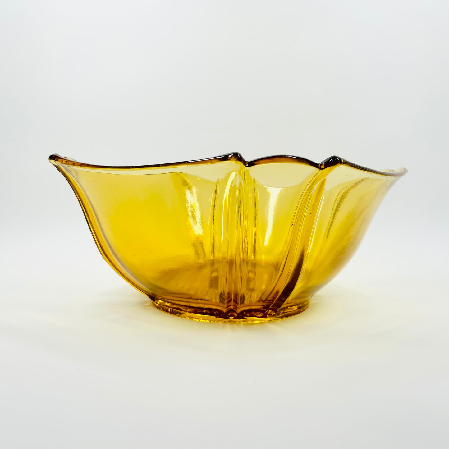 ANTIQUE ART DECO AMBER BOWL WITH MATCHING SERVERY