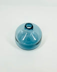 1980s MOUTH BLOWN AUSTRALIAN STUDIO BLUE GLASS SQUAT POSY VASE