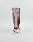 1960s PINK AMETHYST MURANO SOMMERSO FACETED GLASS BLOCK VASE