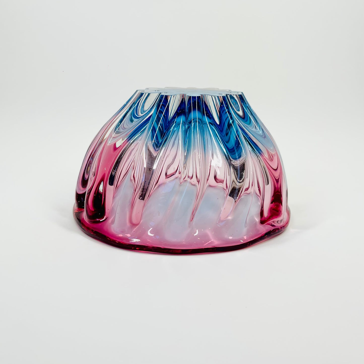 1950s JAPANESE HINERI PINK BLUE SOMMERSO GLASS BOWL