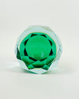 1940s GREEN BLUE GOLD AMBER MURANO MANDRUZZATO SOMMERSO DIAMOND FACETED GLASS BOWL/ASHTRAY