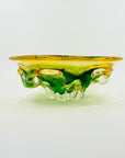 1960s ITALIAN MURANO GREEN GOLD SOMMERSO BULBOUS BASE GLASS BOWL