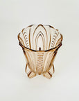 ANTIQUE ART DECO PINK DEPRESSION GLASS FOOTED VASE