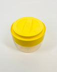 1970s TEMPERED GLASS LIDDED JAR WITH MEASUREMENTS