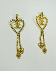 2023 LIMITED EDITION CHANEL LARGE HEART DIAMANTÉ DROP CLIP ON EARRINGS