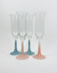 60s SATIN GLASS STEM CHAMPAGNE FLUTES