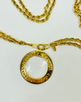 1980s CHANEL CC LOGO MEDALLION GLASS LOUPE PENDANT NECKLACE/BELT