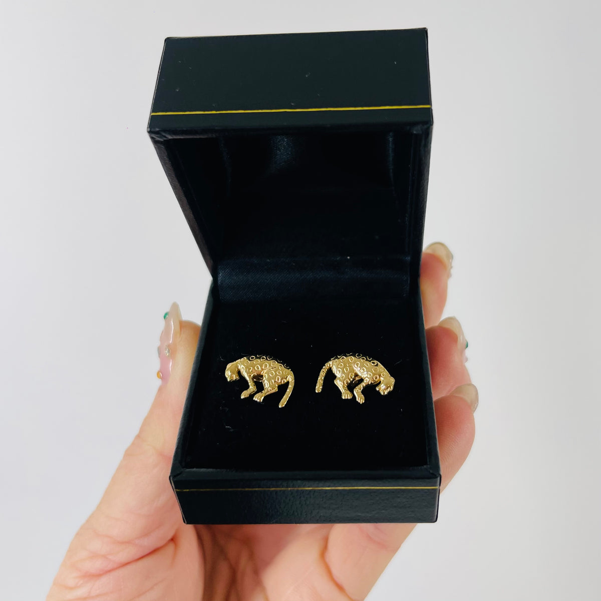 1950s 14K GOLD PANTHER STUD EARRINGS