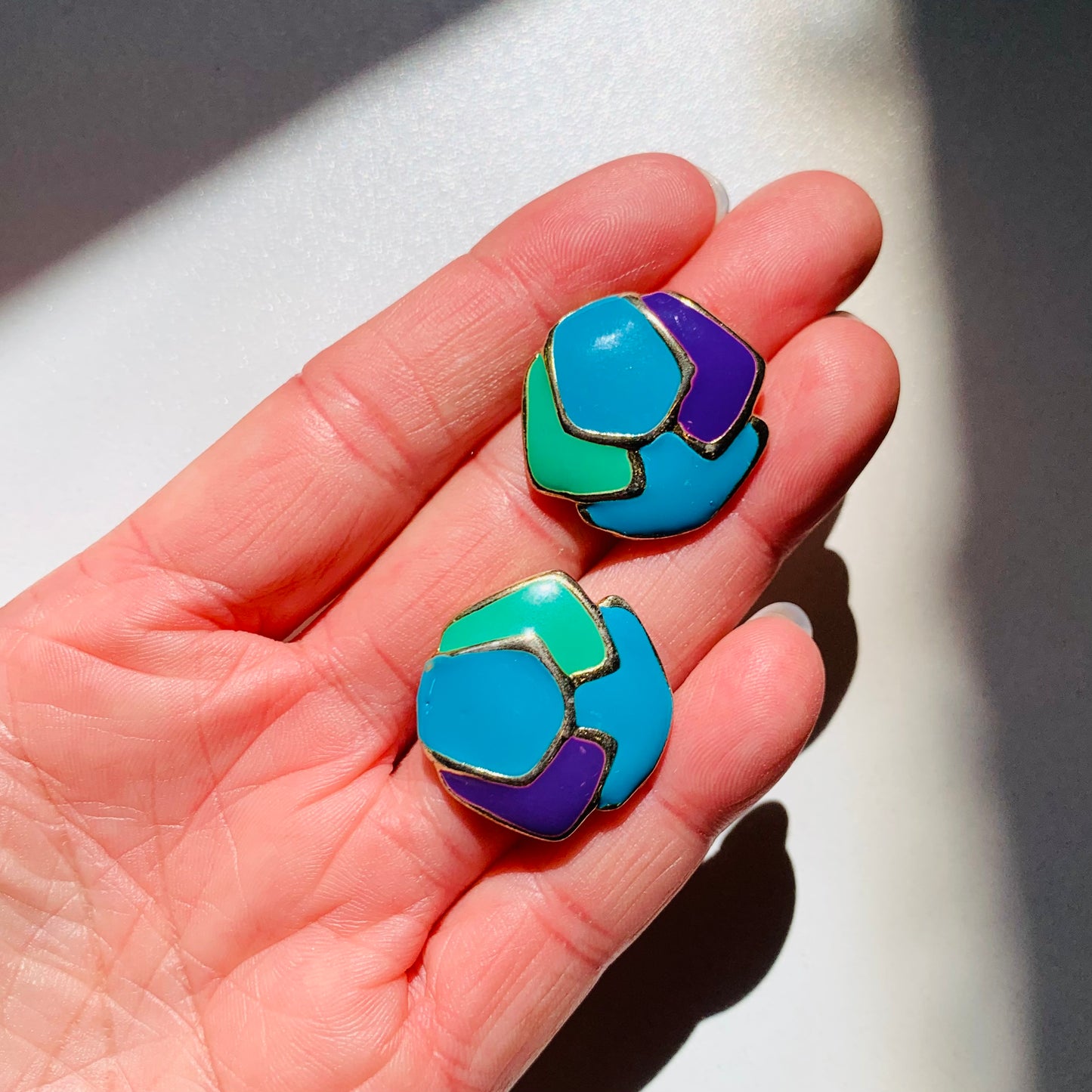 70s HARLEQUIN ENAMEL EARRINGS