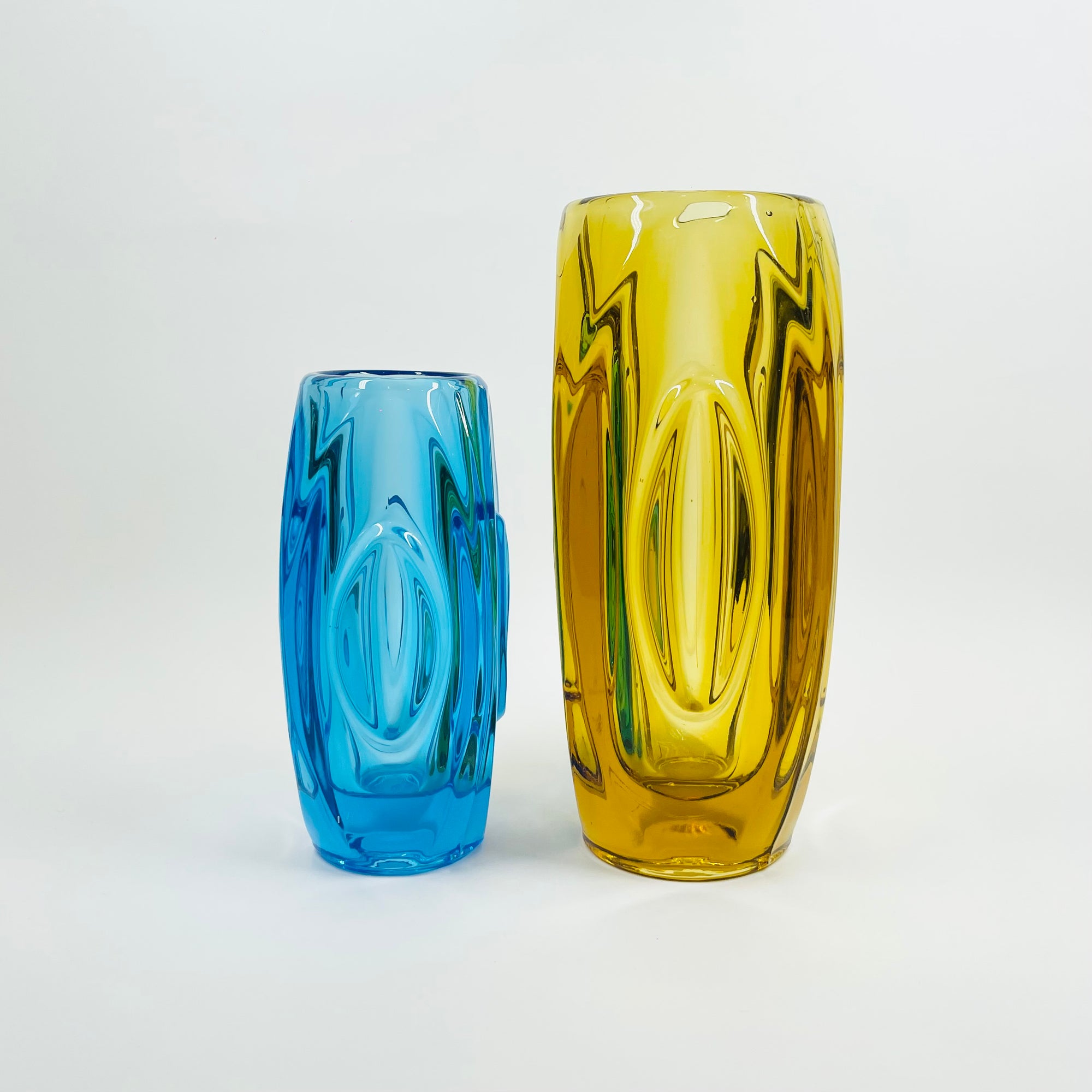 1960s SKLO UNION ROSICE LENS GLASS VASE BY RUDOLF SCHROTTER