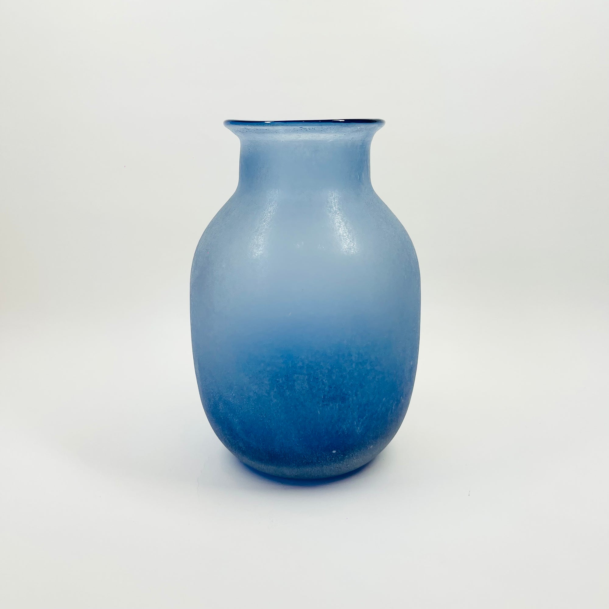 1980s BLUE ACID WASHED GLASS VASE