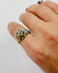 1950s 14K YELLOW GOLD DIAMOND EMERALD LEOPARD RING WITH RUBY EYES