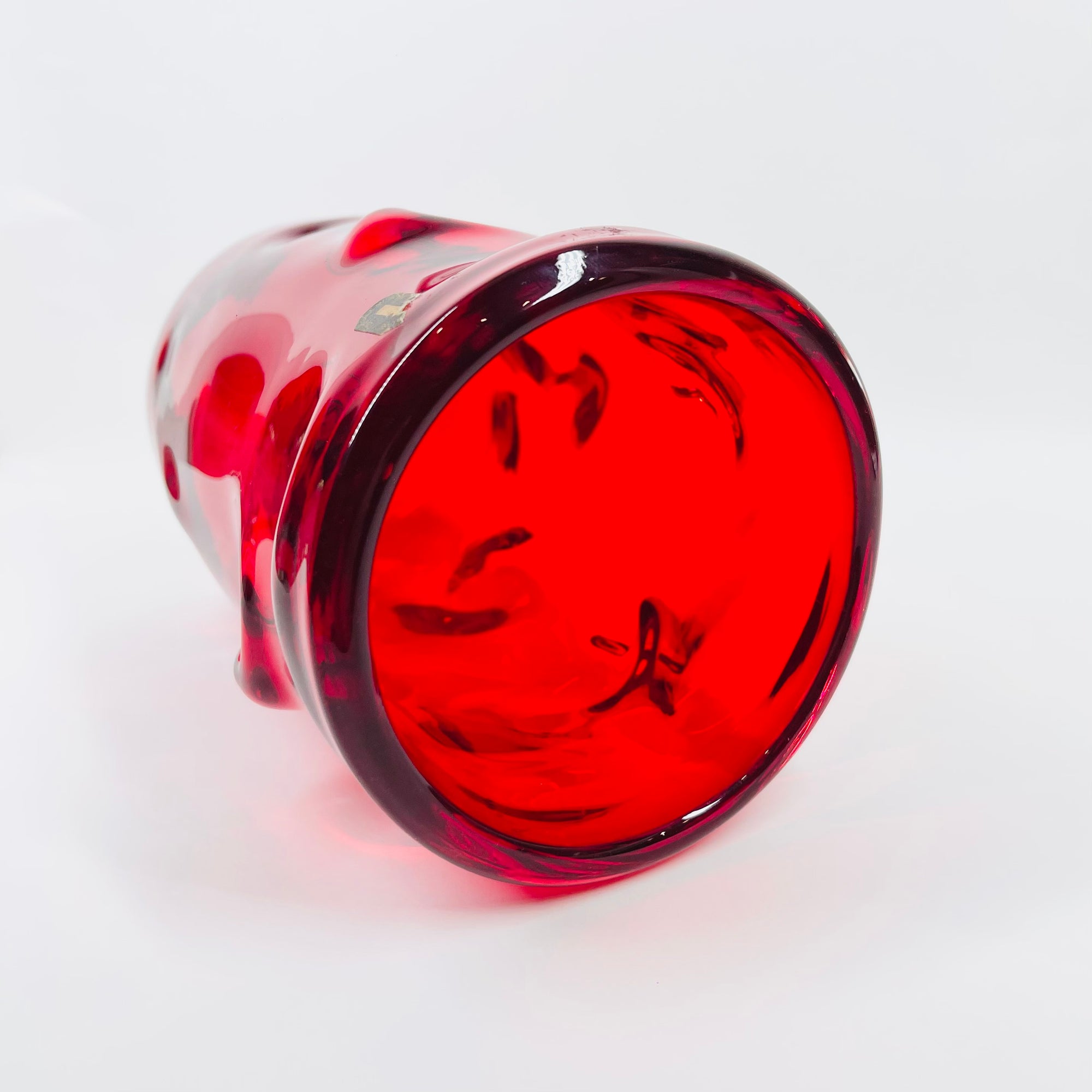 WHITEFRIARS RUBY RED GLASS BULBOUS VASE