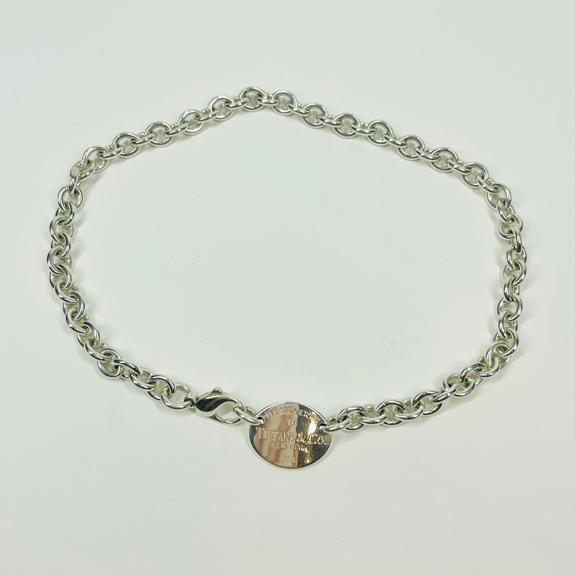 1990s TIFFANY &amp; CO RETURN TO ADDRESS SILVER NECKLACE