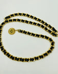 2009 CHANEL BLACK LEATHER GOLD PLATED LOGO BELT