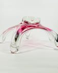 1950s LARGE CZECH SKRDLOVICE PINK SOMMERSO GLASS STARFRUIT BOWL