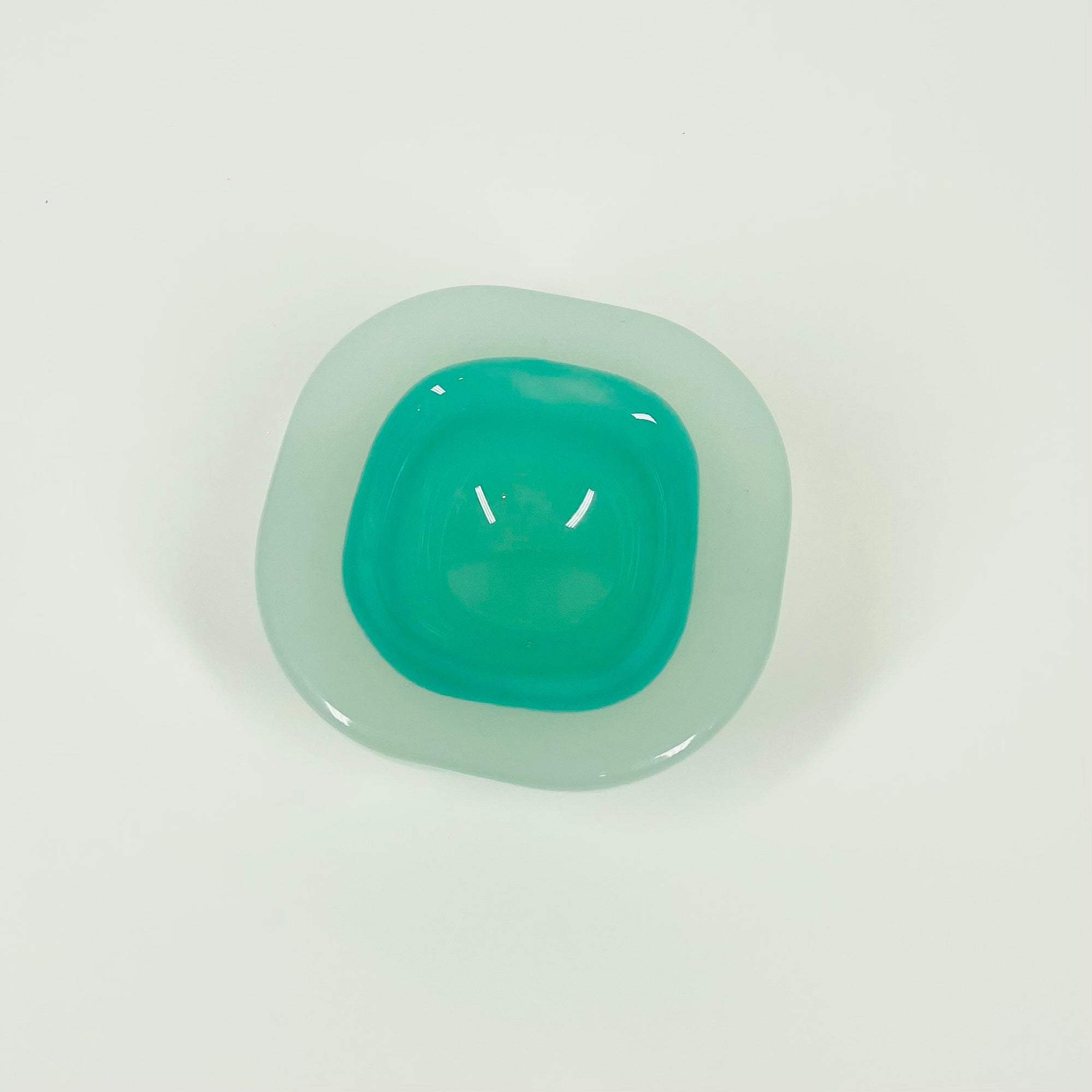 1950s CASED TURQUOISE BLUE MURANO GEODE GLASS MINI BOWL