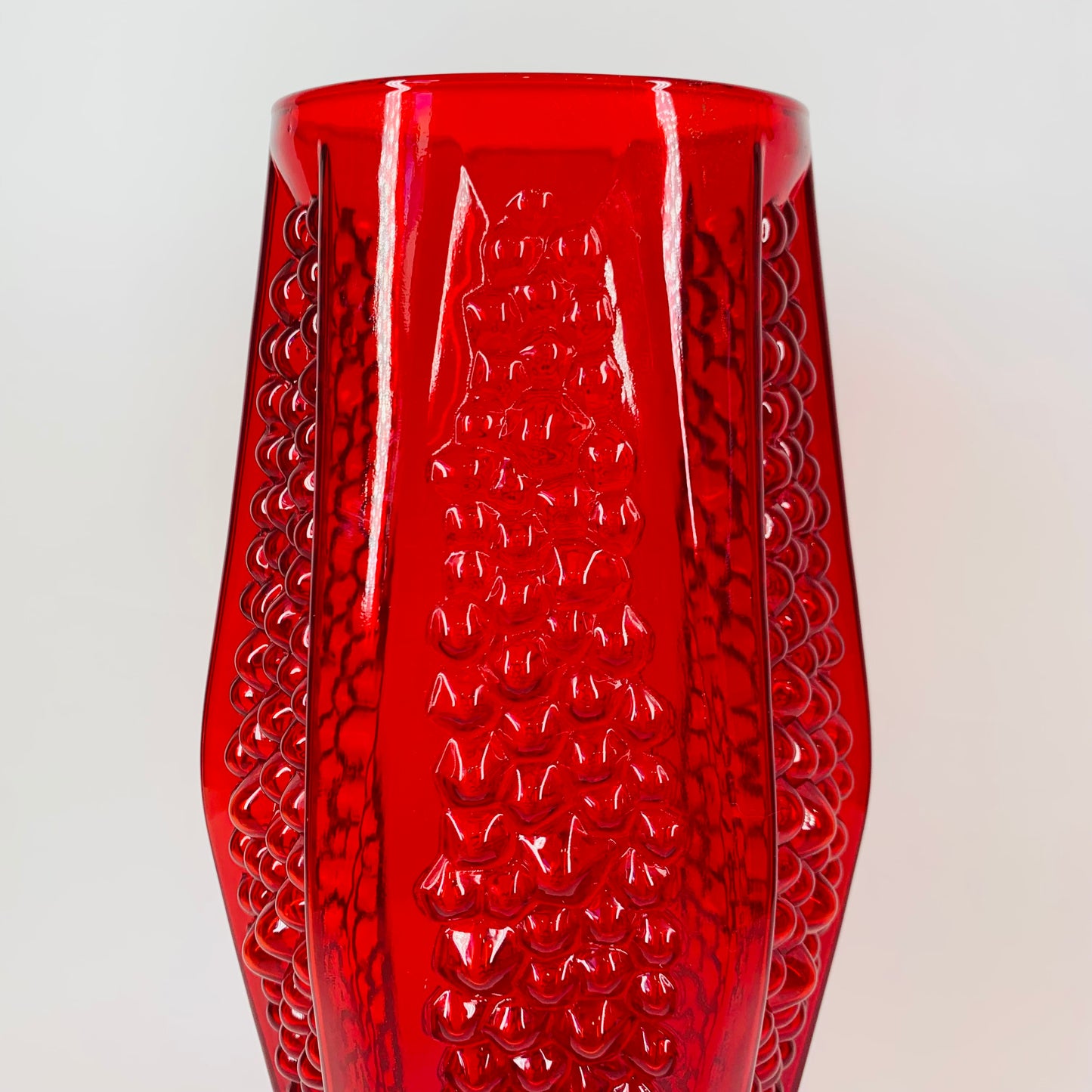 1960s ITALIAN EMPOLI RED GLASS VASE