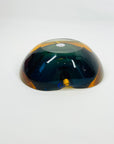 1950s COBALT BLUE TEAL AMBER MURANO SOMMERSO GLASS PINCHED BOWL/ASHTRAY