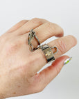 1990s HERMES STERLING SILVER ALPHAKELLY DOUBLE RING