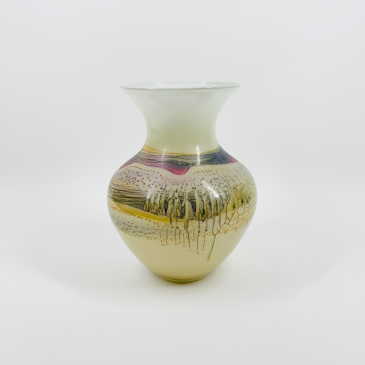 70s HAND DYED SIMRON GLASS POSY VASE