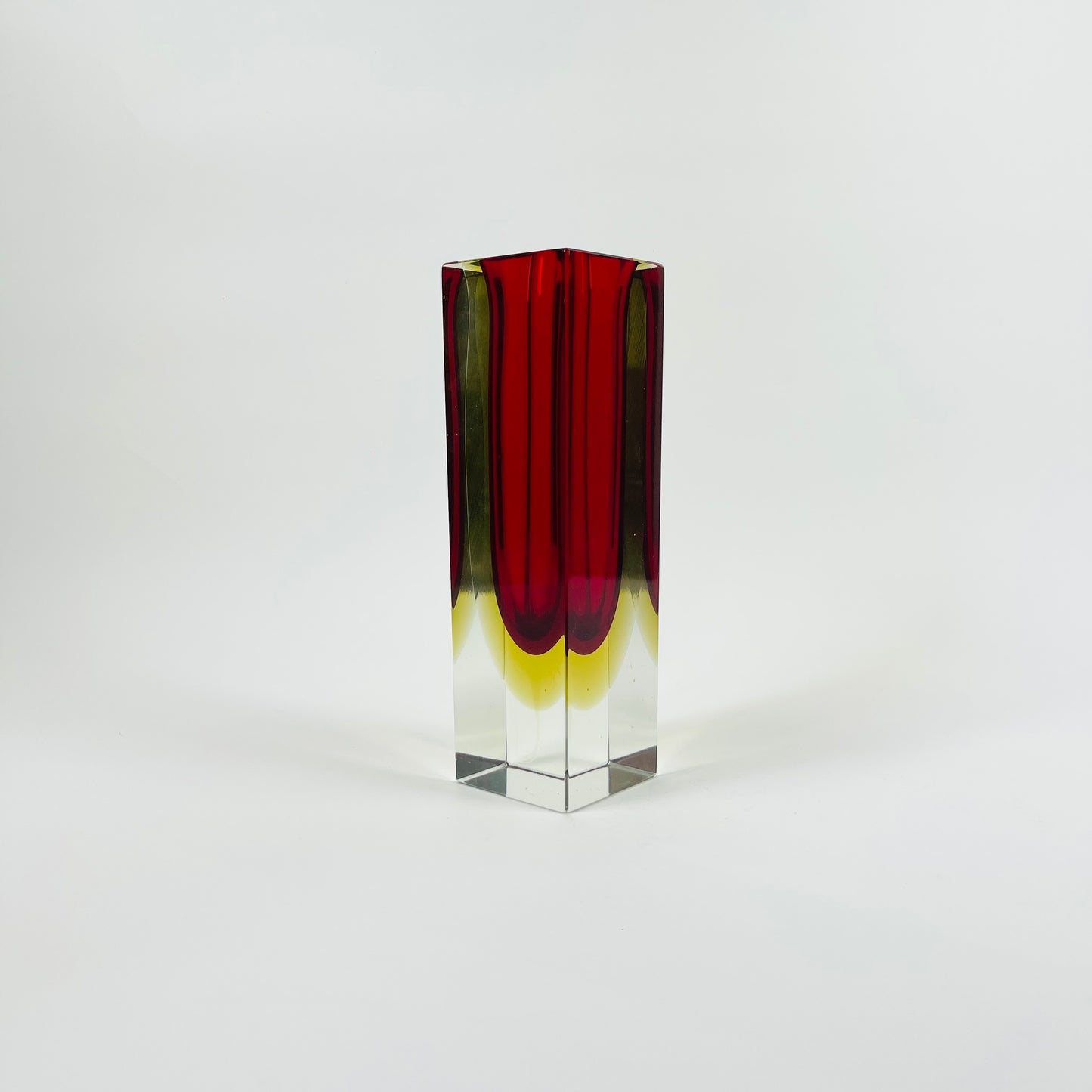 1950s RED YELLOW SMALL BLOCK MANDRUZZATO VASE