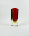 1950s RED YELLOW SMALL BLOCK MANDRUZZATO VASE