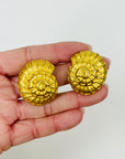 1950s OLENA 24K GOLD PLATED SHELL CLIP ON EARRINGS
