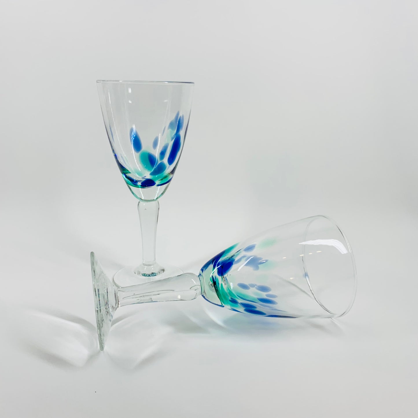 80s MURANO SPATTER GLASS GOBLETS