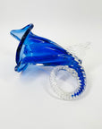 1970s MURANO COBALT BLUE SOMMERSO GLASS CORNUCOPIA VASE