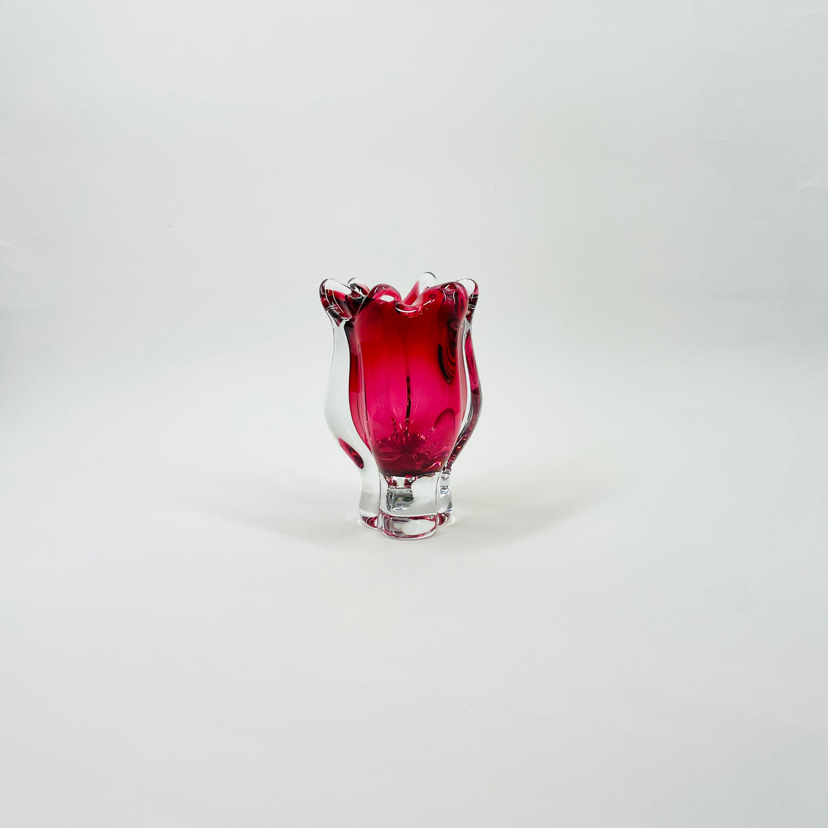 ANTIQUE MURANO PINK SOMMERSO GLASS MINIATURE VASE